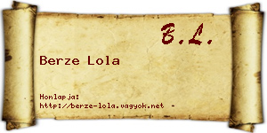 Berze Lola névjegykártya